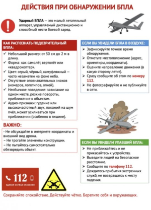 Действия при обнаружении БПЛА